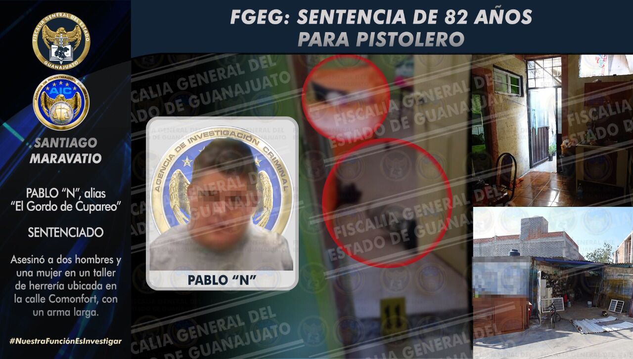 Sentencian a hombre a 82 años de cárcel por los asesinatos de dos hombres y una mujer en Santiago Maravatio 1
