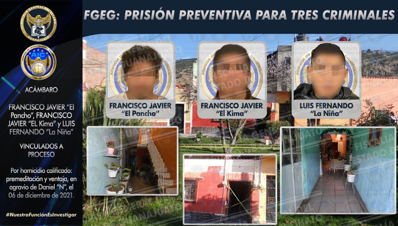 Obtiene FGEG prisión preventiva contra tres sujetos acusados de homicidio. 1