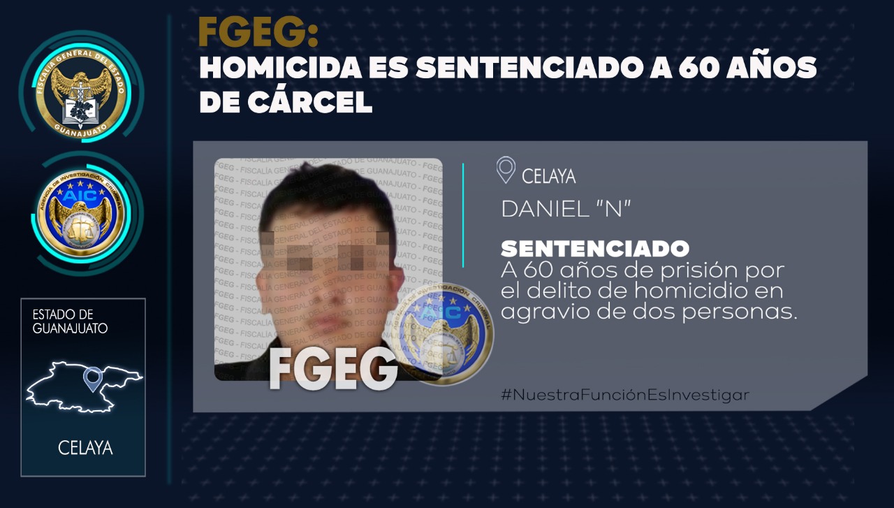 Obtiene FGE sentencia de 60 años para un hombre que asesinó a dos jóvenes, en Celaya. 1
