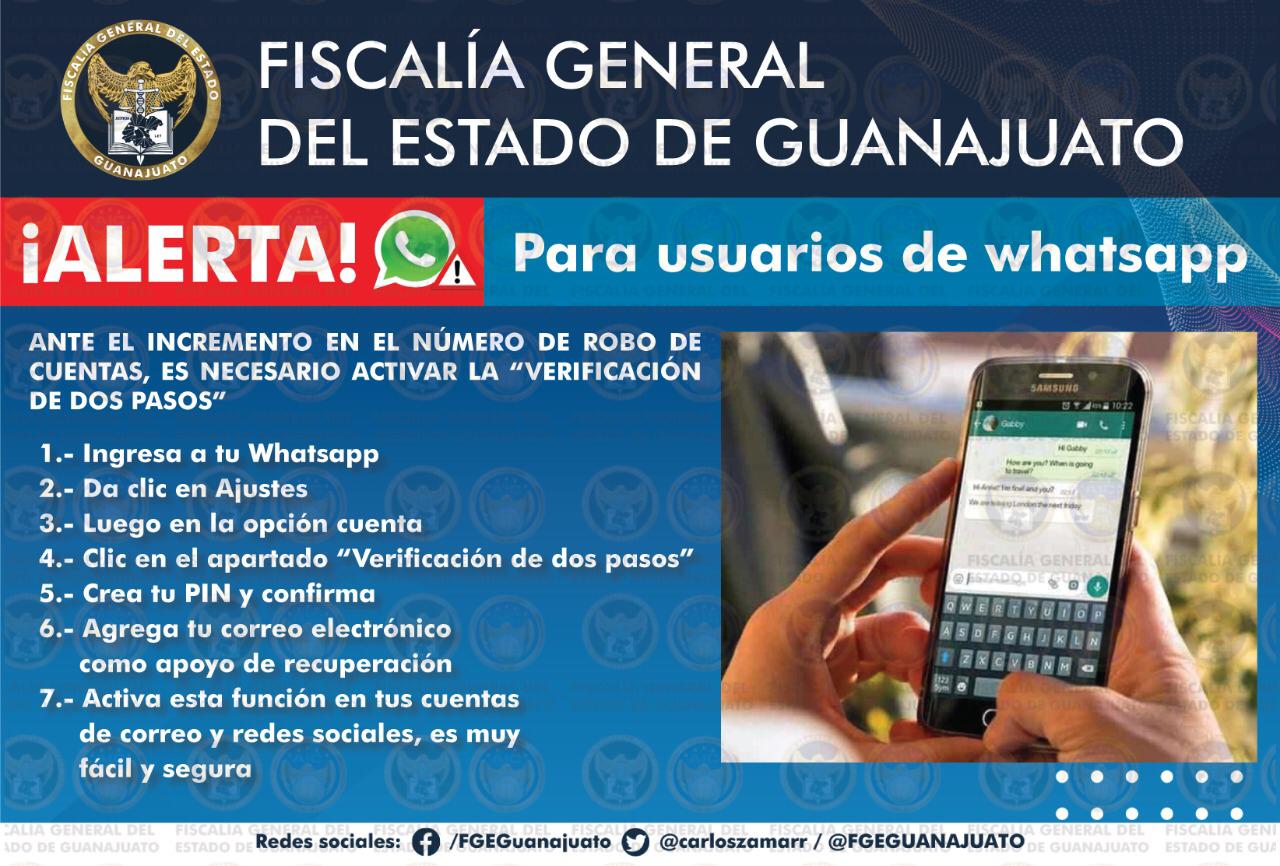 La Fiscalía General del Estado lanza alerta a los usuarios de WhatsApp. 1